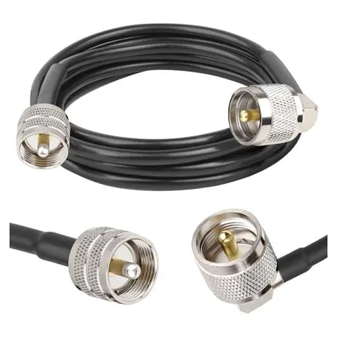MOOKEERF RG58 PL-259 to PL-259 Coax Cable, Right-Angle