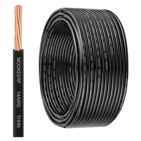 MOOKEERF THHN Building Wire, Stranded Core (Black)