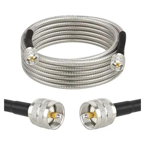 MOOKEERF RG58 PL-259 to PL-259 Coax Cable, Transparent Jacket